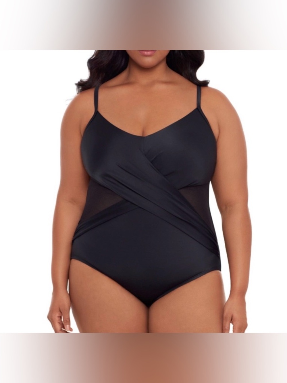 NWOT Dreamsuit Women’s Plus-Size Black Crisscross One-Piece Swimsuit